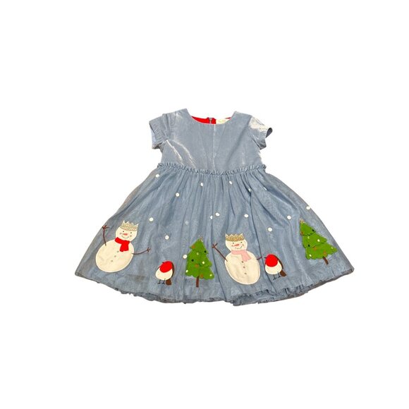 PLAY CONDITION PLEASE READ Mini Boden Blue Snowman Dress 6-7